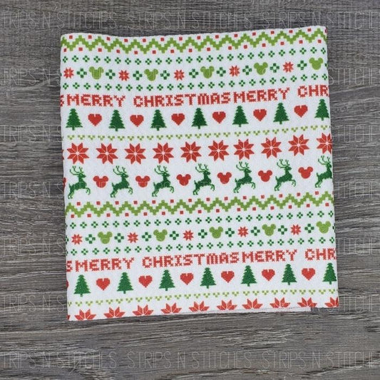 Mickey Christmas Sweater | Bullet Fabric Strip | Bow Making | Scrunchie |