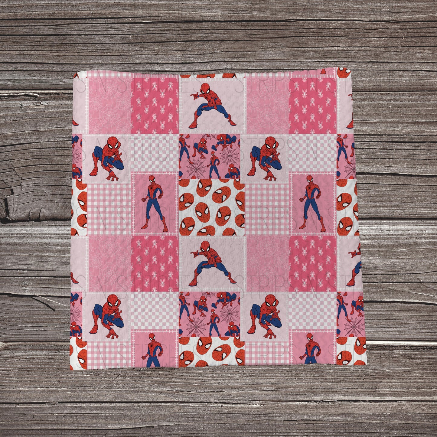 Pink Spider Patchwork | Fabric Strip- Bow Making- Headwraps- Scrunchies