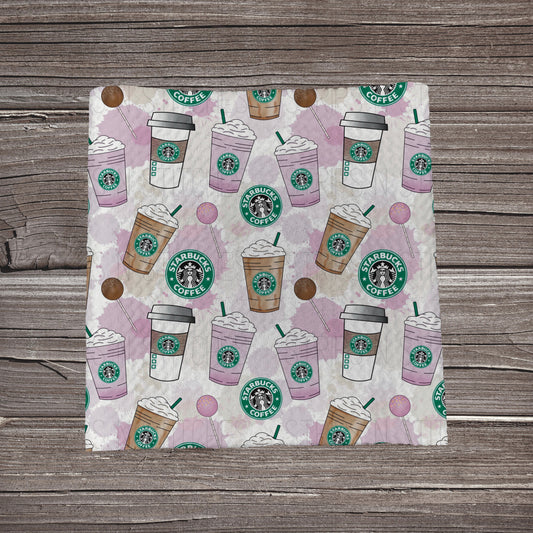 Pink Morning Brew Fabric Strip- Bow Making- Headwrap- Scrunchies