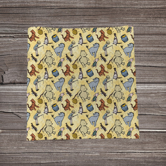 Vintage Sweet Bear Yellow | Fabric Strips | Bow Making | Headwrap | Scrunchies