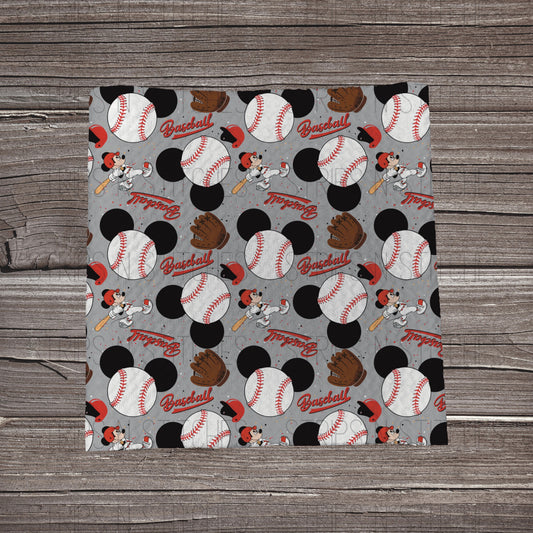 MM Swings for the Fence- Grey | Bullet Fabric Strip | Bow Making | Scrunchie | Headwraps