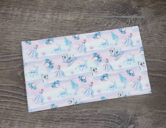 Icy Pastel Watercolor Brushstrokes Fabric Strip- Bow Making- Headwrap- Scrunc