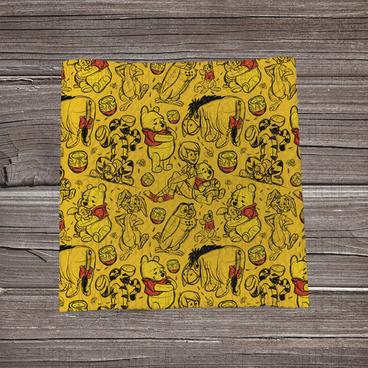 Sweet Bear- Yellow Fabric Strip- Bow Making- Headwrap- Scrunchies