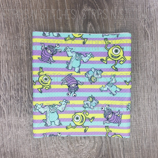 Striped Monster Friends | Fabric Strip- Bow Making- Headwrap- Scrunchies
