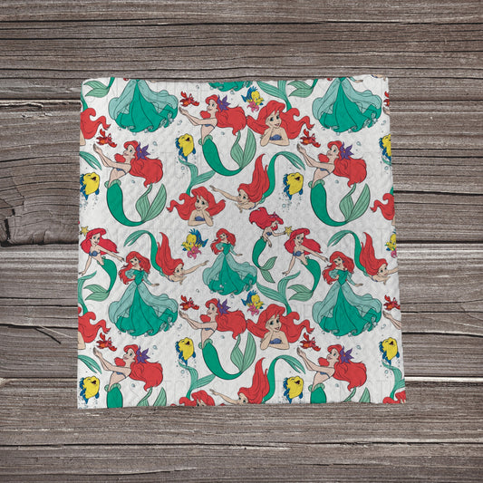 Small Mermaid Girl | Fabric Strip- Bow Making- Headwrap- Scrunchies