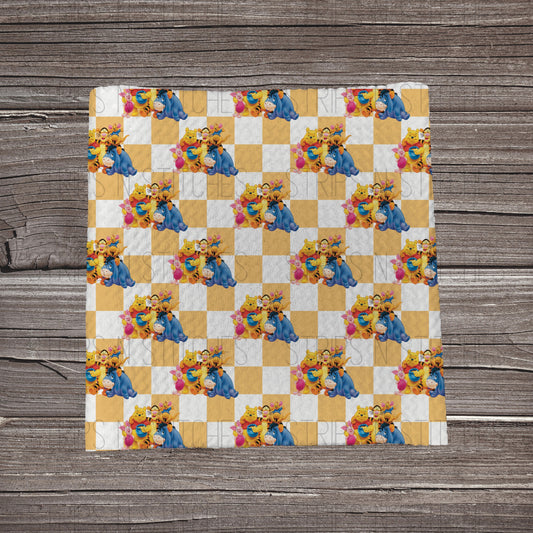 Checkered Bear Friends | Bullet Fabric Strip | Bow Making | Scrunchie |