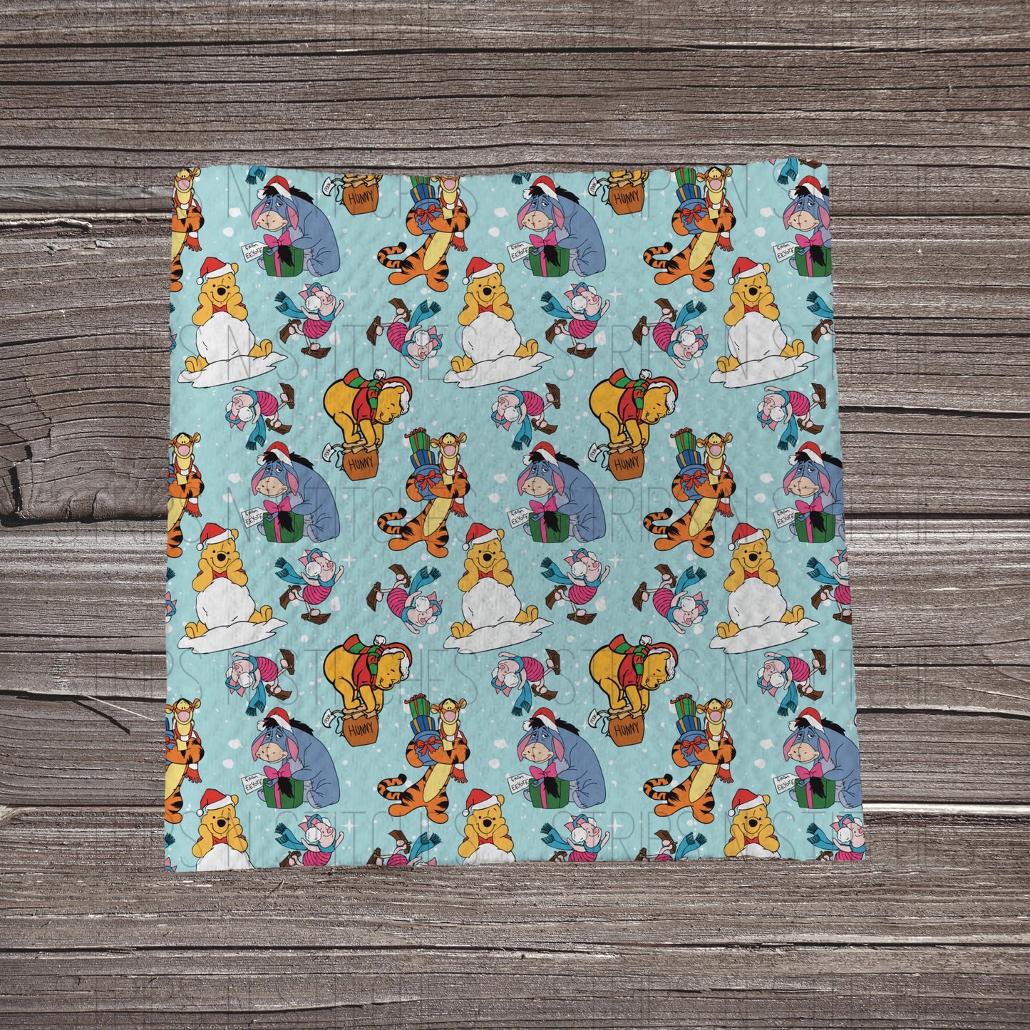 Christmas Bear & Friends- Blue | Fabric Strip- Bow Making-