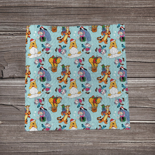 Christmas Bear & Friends- Blue | Fabric Strip- Bow Making-
