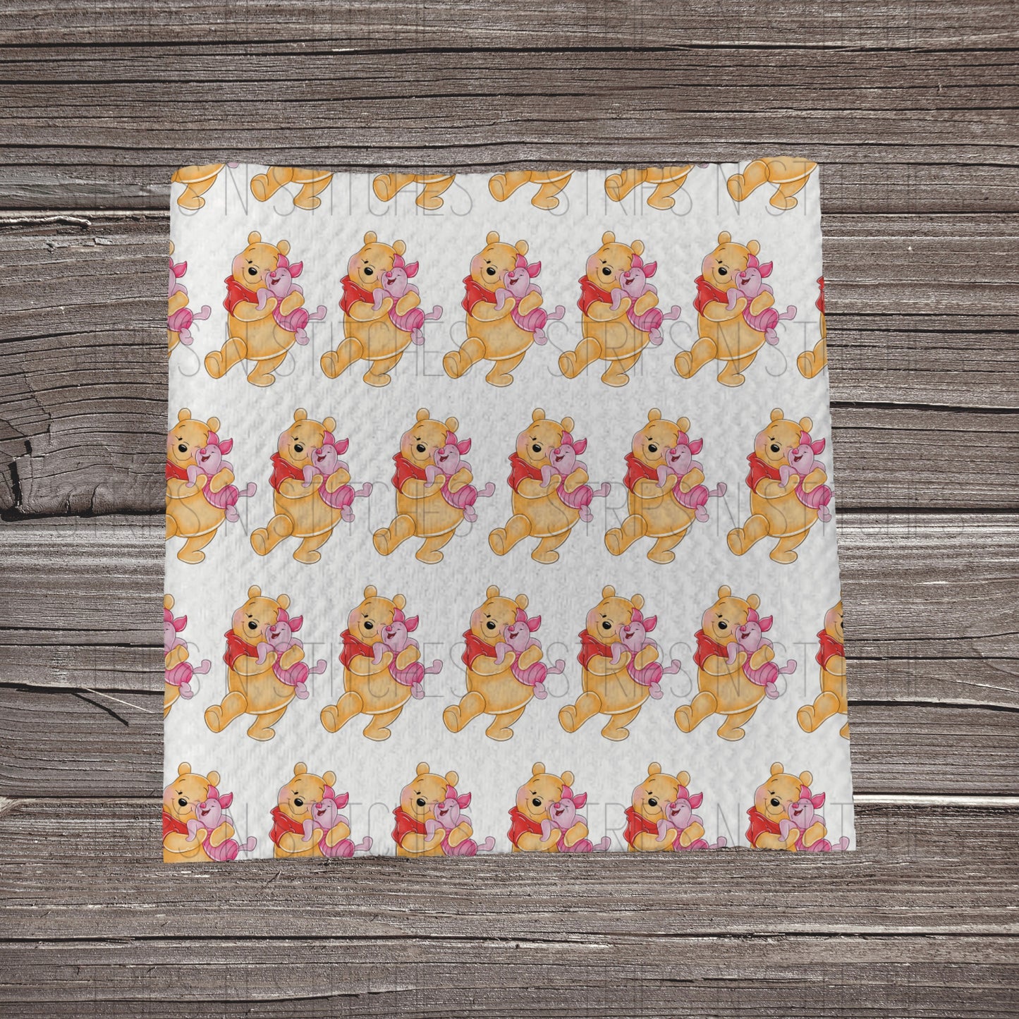White Honey Bear & Pig | Fabric Strip- Bow Making- Headwrap- Scrun