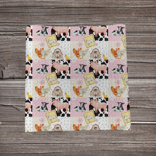 Pink On the Farm Patchwork  | Bullet Fabric Strip | Bow Making | Scrunchie | Headwraps