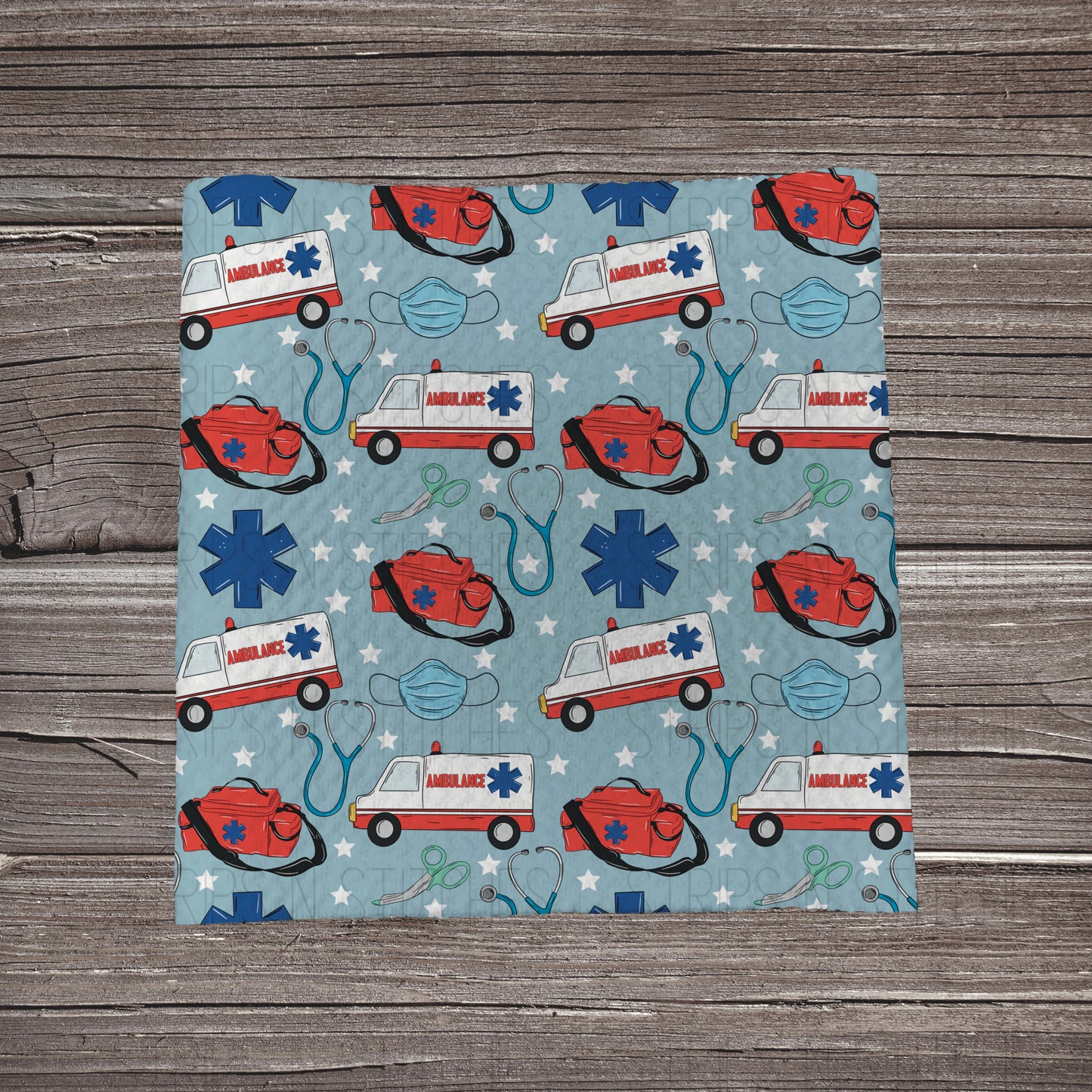 Ambulance Scatter Blue | Fabric Strip | Bow Making | Headwrap | Scrunchies