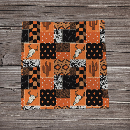 Black & Orange Skull Patchwork | Fabric Strip | Bow Making | Headwrap | Scrunchies