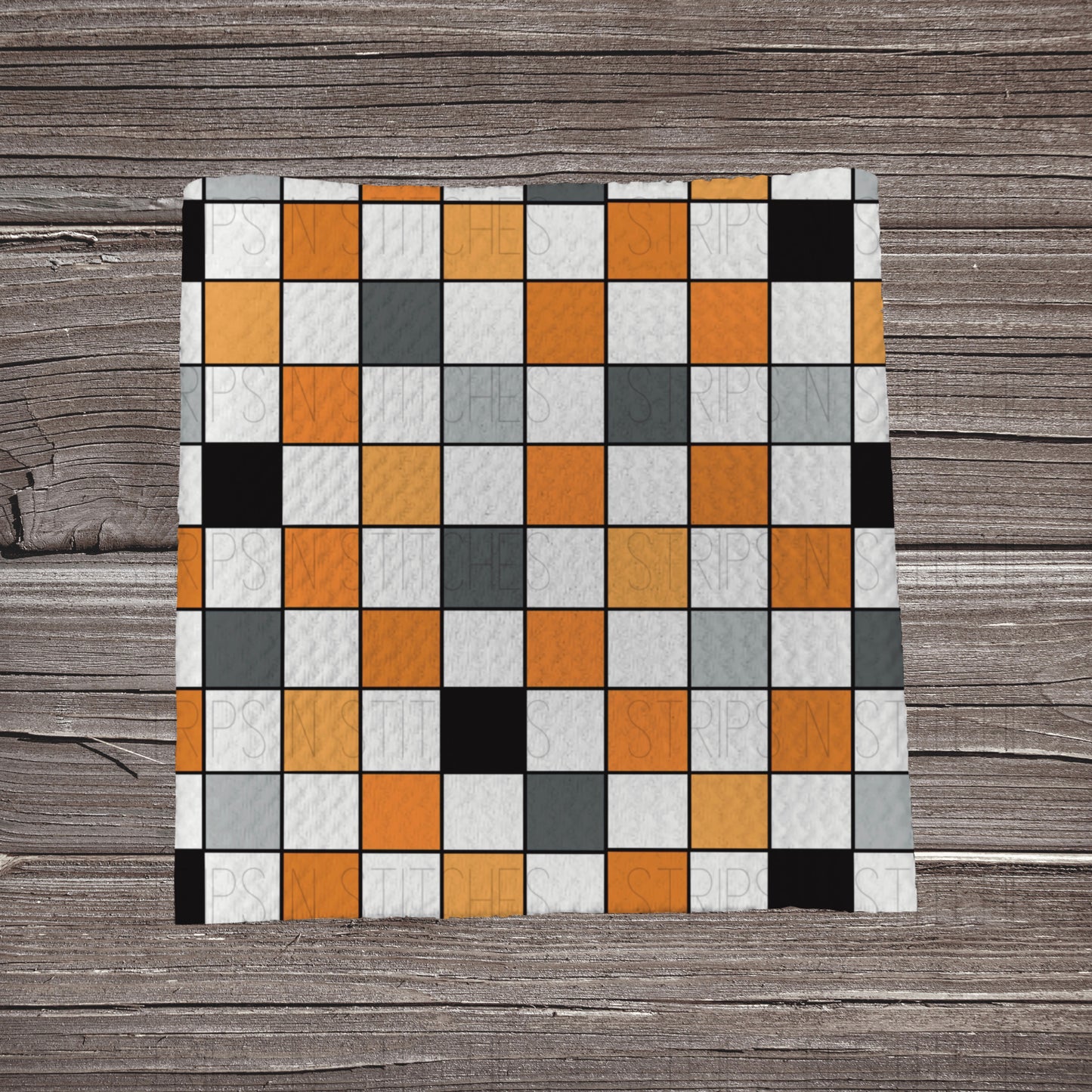 Black, Orange & Grey Checks| Fabric Strip | Bow Making | Headwrap | Scrunchies
