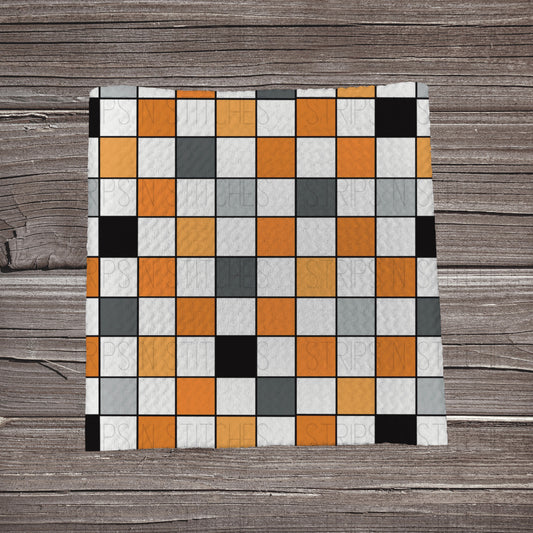 Black, Orange & Grey Checks| Fabric Strip | Bow Making | Headwrap | Scrunchies