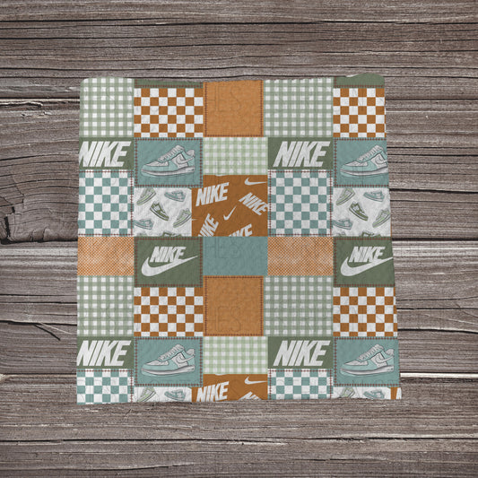 Blue & Brown Curved Check Patchwork | Bullet Fabric Strip | Bow Making | Scrunchie