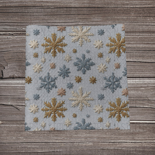 Blue & Gold Snowflakes | Fabric Strip- Bow Making- Headwraps- Scrunchies