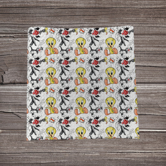 Cat & Bird Friends | Fabric Strip- Bow Making- Headwrap- Scrunchies