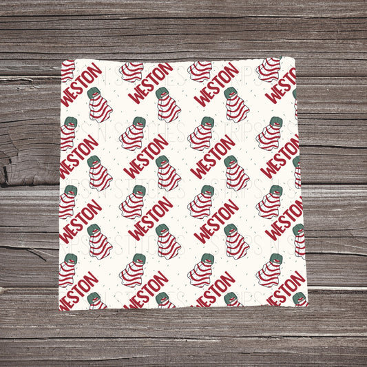 Christmas Tree Snacks with Hats - CUSTOM NAME  | Fabric Strip | Bow Making | Scrunchie | Headwraps