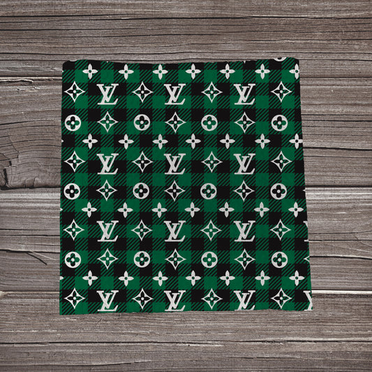 Dark Green Plaid LV | Fabric Strip- Bow Making- Headwraps- Scrunchies