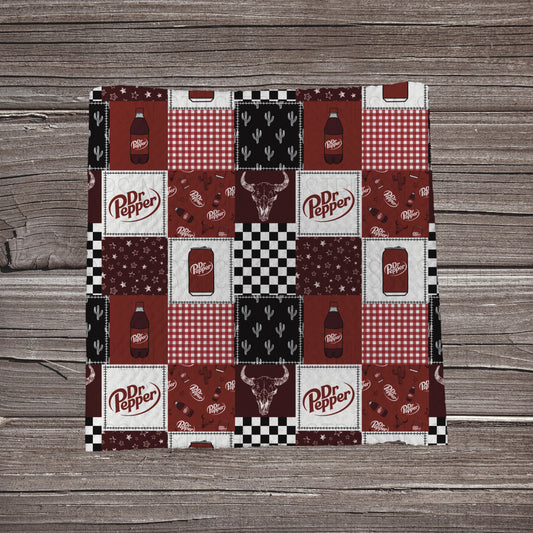 Dr Pepper & Skulls Patchwork | Fabric Strip | Bow Making | Headwrap | Scrunchies