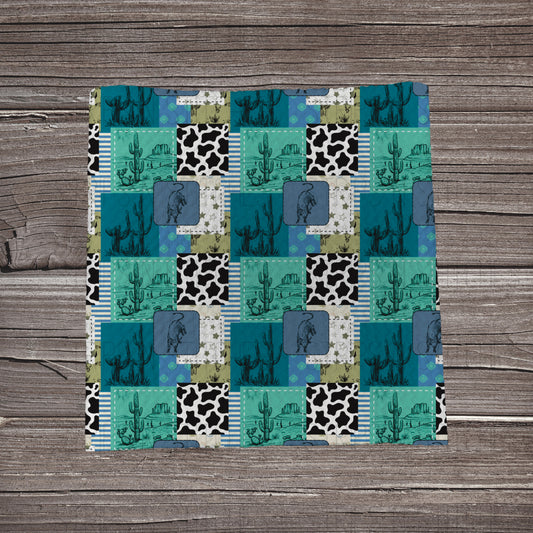Turquoise Western Patchwork | Bullet Fabric Strip | Bow Making | Scrunchie | Headwraps