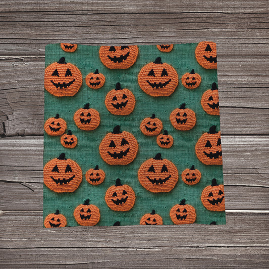 Faux Embroidered Jack O Lantern | Bullet Fabric Strip | Bow Making | Scrunchie | Headwraps