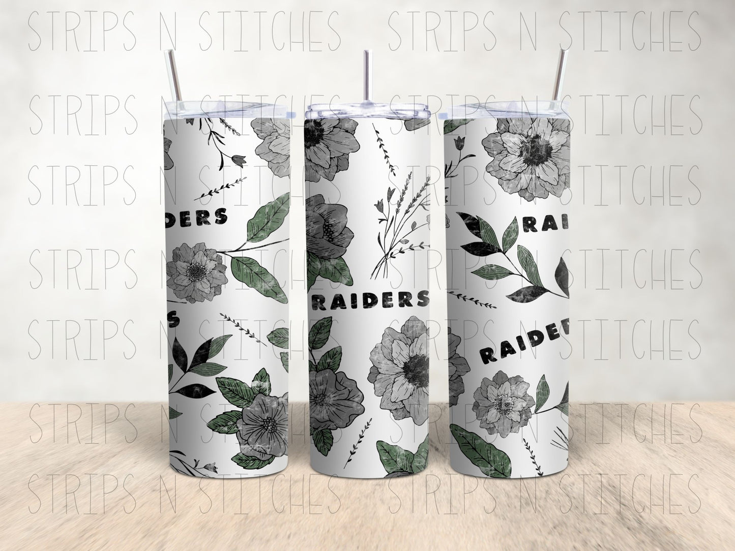 Floral NFL ALL TEAMS AVAILABLE - 20 Oz Stainless Steel Tumbler with Lid & Straw