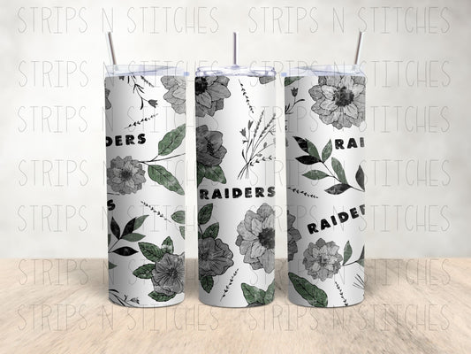 Floral NFL ALL TEAMS AVAILABLE - 20 Oz Stainless Steel Tumbler with Lid & Straw