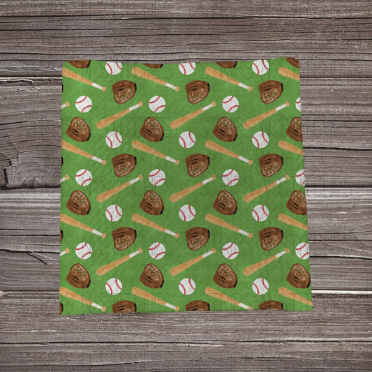 Green Baseball Scatter | Fabric Strip- Bow Making- Headwrap- Scrunchies