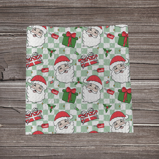 Green Checkered Santa | Bullet Fabric Strip | Bow Making | Scrunchie | Headwraps