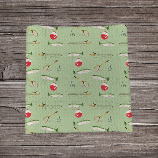 Green Fishing Day | Fabric Strip- Bow Making- Headwrap- Scrunchies