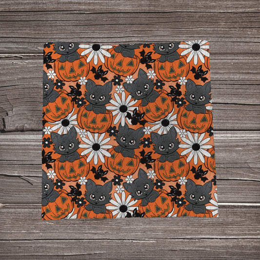 Halloween Kitties in Pumpkins | Bullet Fabric Strip | Bow Making | Scrunchie | Headwraps