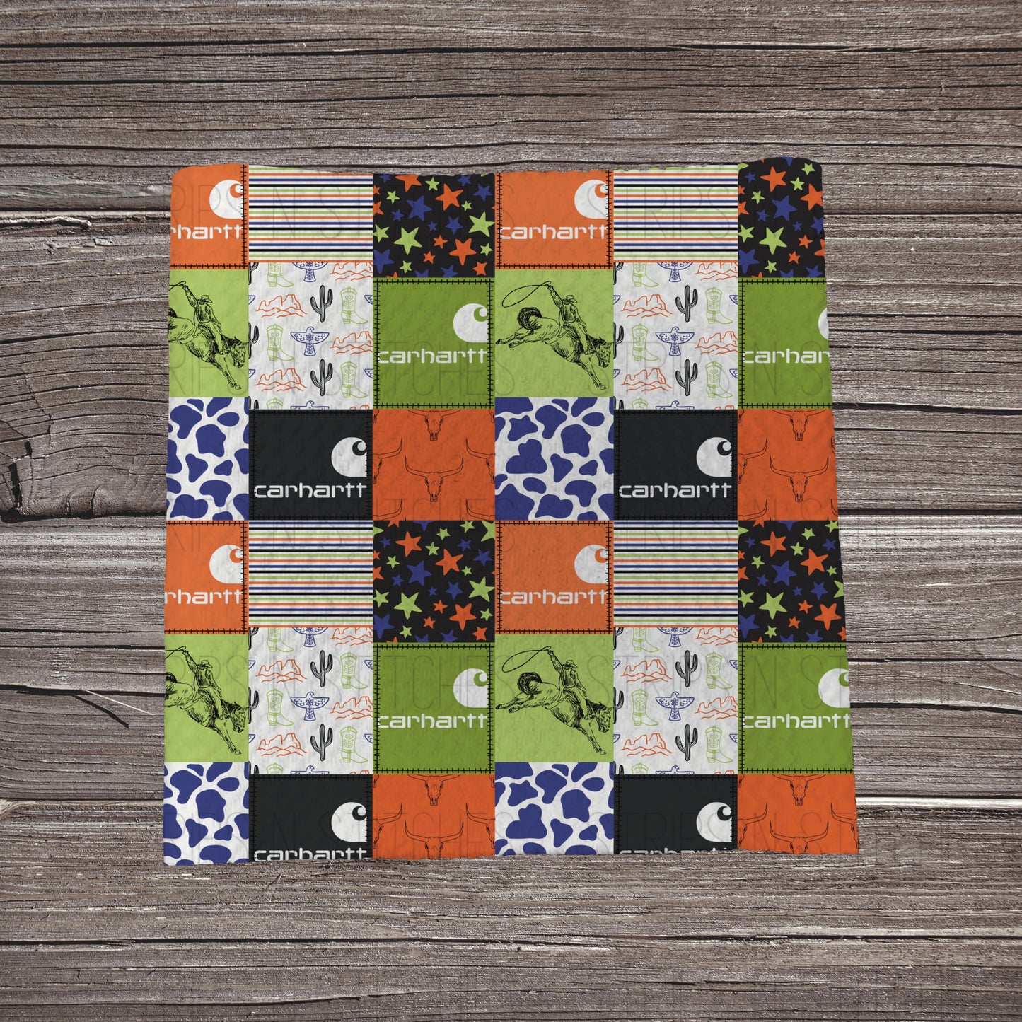 Halloween Western Carhartt Patcwork | Fabric Strip | Bow Making | Headwrap | Scrunchies