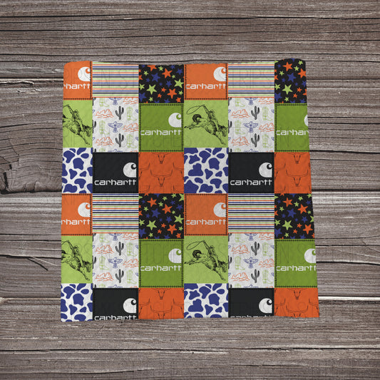 Halloween Western Carhartt Patcwork | Fabric Strip | Bow Making | Headwrap | Scrunchies