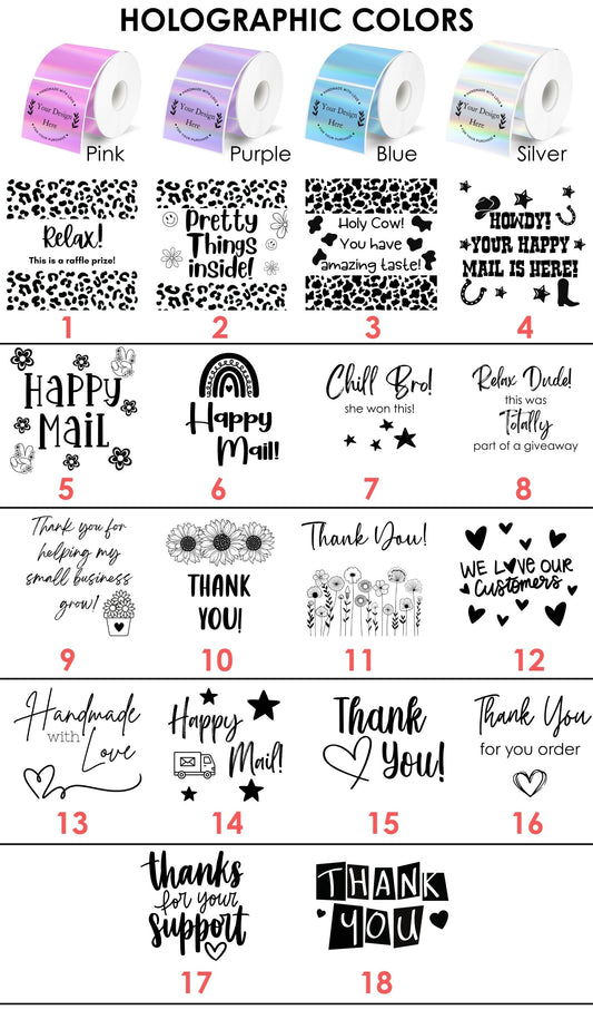 100- Holographic Small Business 2x2 Package Labels