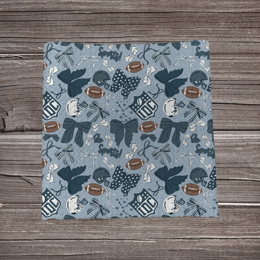 IDC- Go Sports- Blue/Grey |  Fabric Strip- Bow Making- Headwrap- Scrunchies