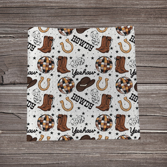 White Howdy Scatter |  Fabric Strip- Bow Making- Headwrap- Scrunchies