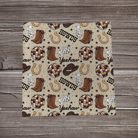 Tan  Howdy Scatter |  Fabric Strip- Bow Making- Headwrap- Scrunchies