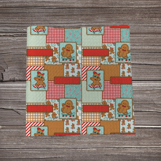 Skater Gingerbread Patchwork  |  Fabric Strip- Bow Making- Headwrap- Scrunchies