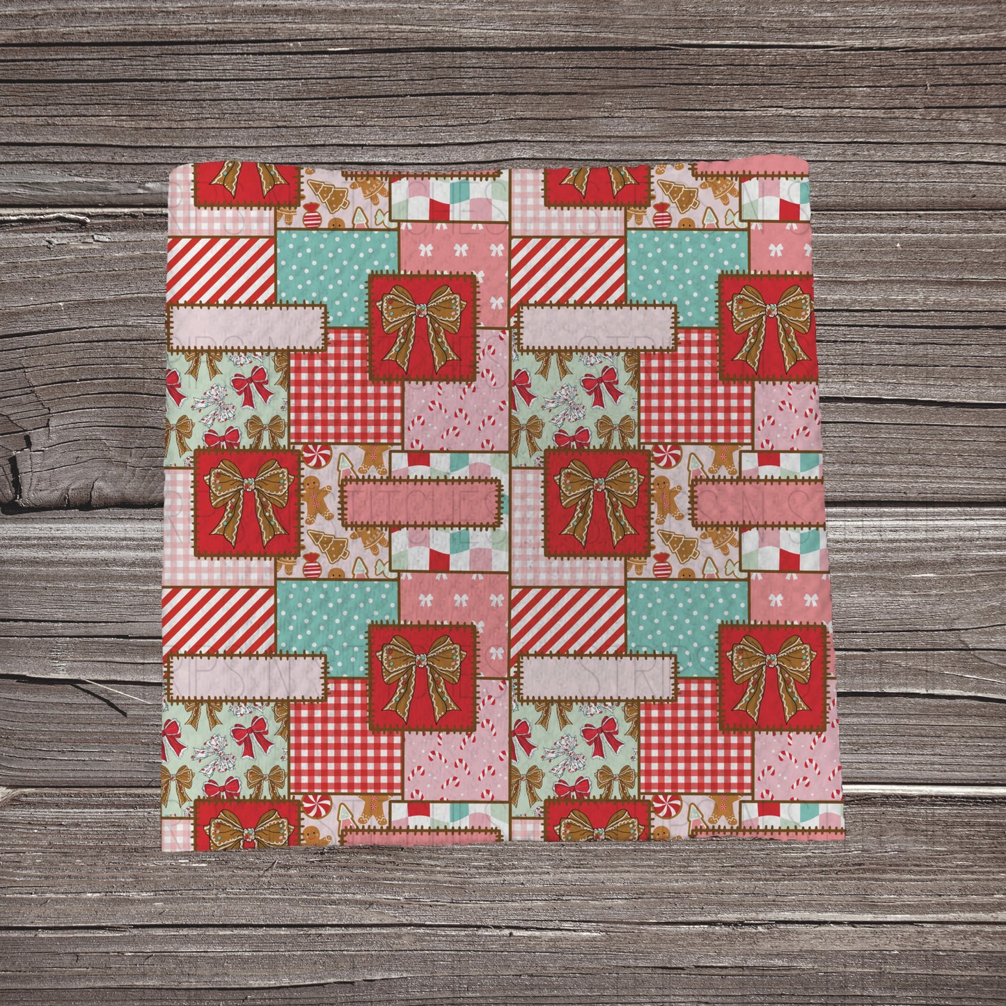 Gingerbread Bows Patchwork  |  Fabric Strip- Bow Making- Headwrap- Scrunchies