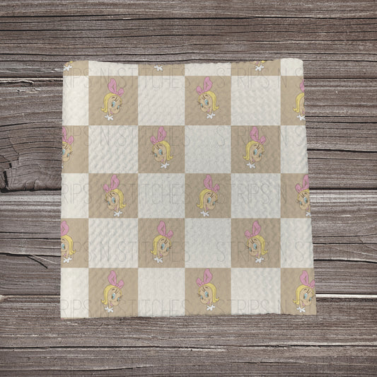 Muted Checkered Cindy Lou |  Fabric Strip- Bow Making- Headwrap- Scrunchies