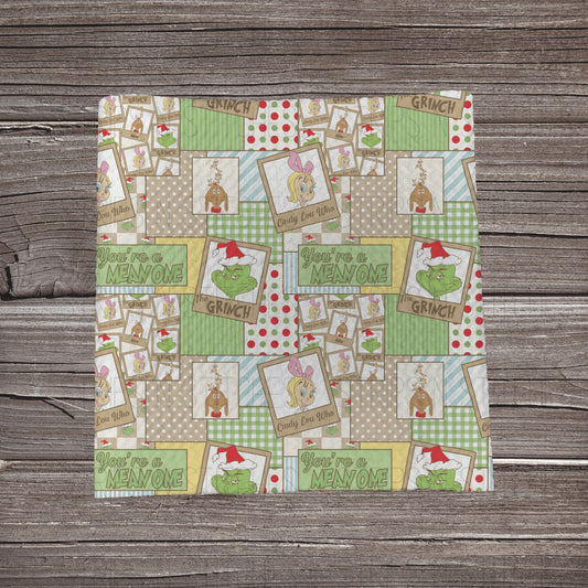 Muted You’re A Mean One Patchwork |  Fabric Strip- Bow Making- Headwrap- Scrunchies