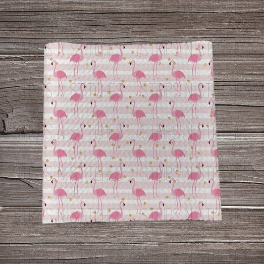 Pink Striped Flamingos| Fabric Strips | Bow Making | Head Wrap | Scrunchies