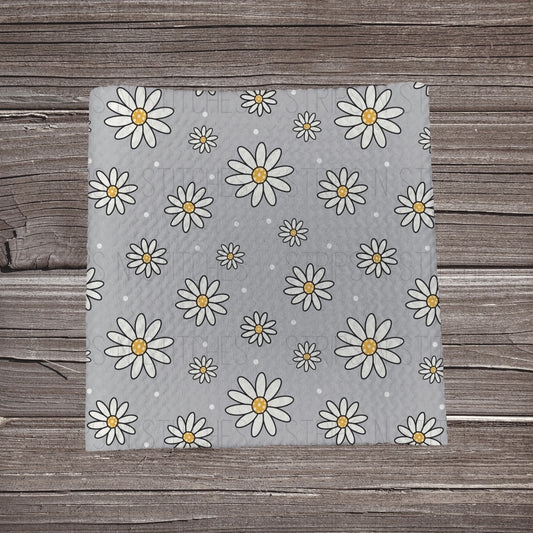 White Daisies- Gray Background | Bow Making | Headwrap | Scrunchies