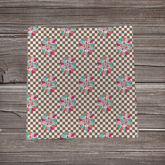 Pink & Turquoise Concho |  Fabric Strip- Bow Making- Headwrap- Scrunchies