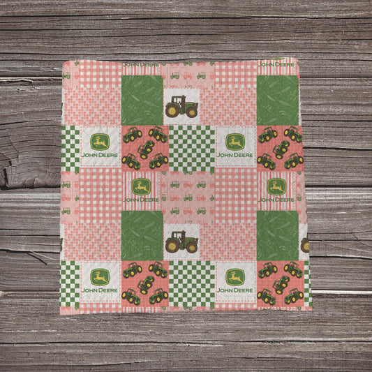 Muted Pink John Deere Patchwork | Fabric Strip- Bow Making- Headwrap- Scrunchies