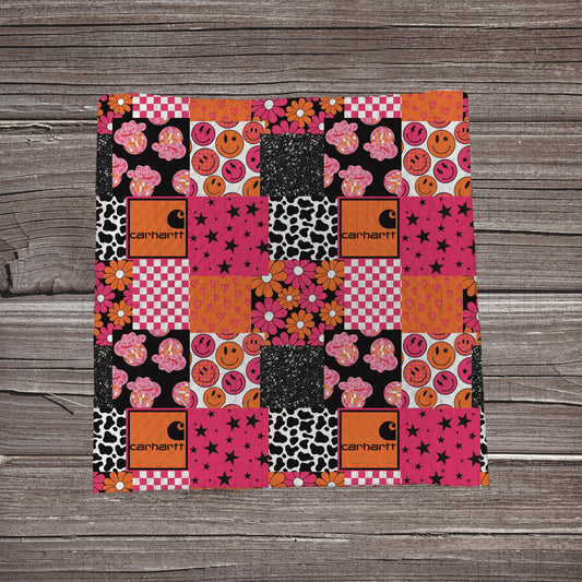 Pink & Orange Cowgirl Patchwork |  Fabric Strip- Bow Making- Headwrap- Scrunchies
