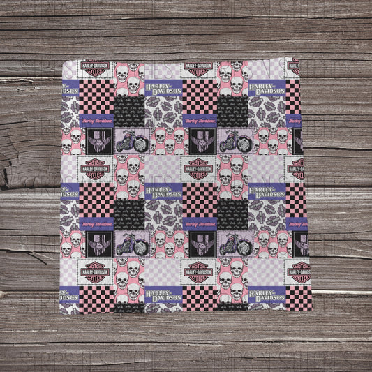 Pink & Purple Harley Davidson Patchwork | Bullet Fabric Strip | Bow Making | Scrunchie |