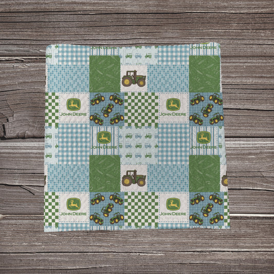 Muted Blue John Deere Patchwork | Fabric Strip- Bow Making- Headwrap- Scrunchies