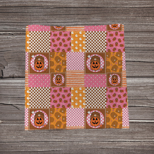 Pink Carhartt Beanie Pumpkin Patchwork  | Bullet Fabric Strip | Bow Making | Scrunchie | Headwraps